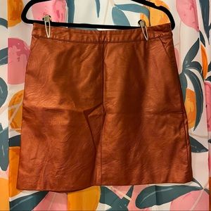 TOPSHOP Copper Mini Faux Leather Skirt